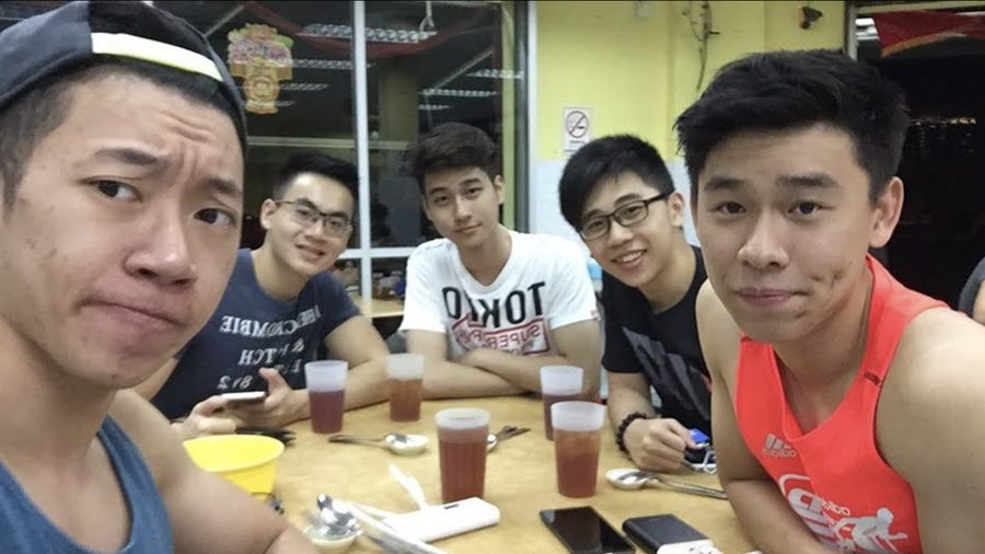 Deric and his high school friends round a table over iced tea, 2016